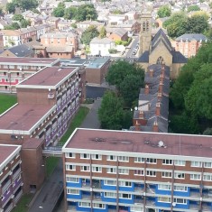 Al Huda Centre and Broom Lodge (centre) St Silas (right). 2014 | Photo: Our Broomhall