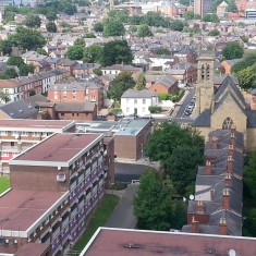 Hanover Street, Al Huda Centre and Broom Lodge (centre) St Silas (right). 2014 | Photo: Our Broomhall