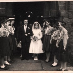 St Silas guides forming a guard of honour for Audrey Russell (nee Garside) following her marriage to Arthur Russell | Photo: Audrey Russell