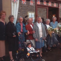 Josie Moore (with the pram), Christine McCluskey (centre) and Audrey Russell (third right). 13 October 2001 | Photo: Audrey Russell