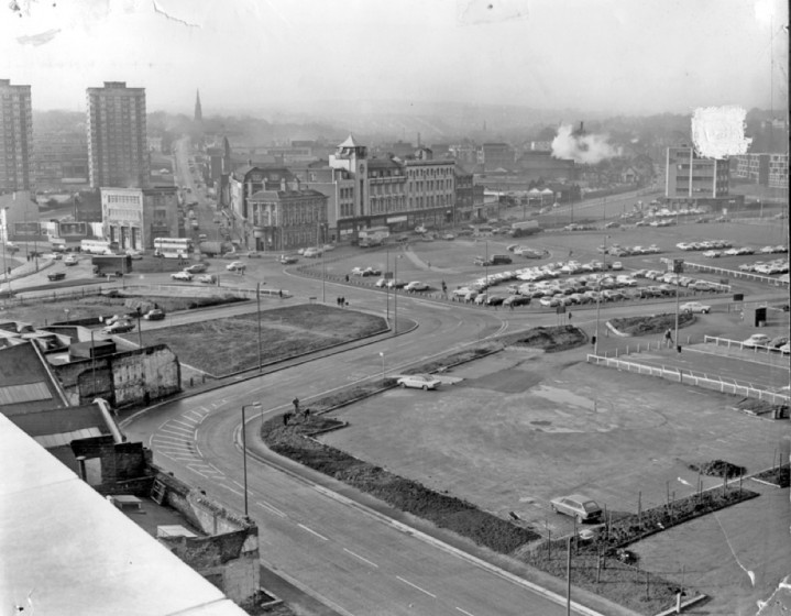 Moorfoot showing South Lane, The Moor and Young Street. 1970s | Photo: SALS PSu01746