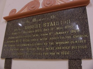 Rev. Stainton memorial tablet at Garden street chapel. 1866 | Photo: Jenny Clark