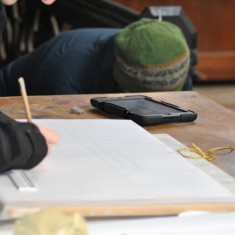 Volunteers taking measurements of St Silas. April 2014 | Photo: Our Broomhall