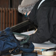 Volunteers taking measurements of St Silas. April 2014 | Photo: Our Broomhall