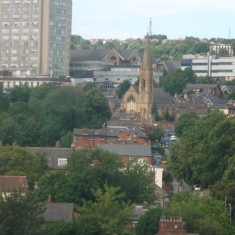 Sheffield University Drama Studio from West One Plaza. 2014 | Photo: Our Broomhall