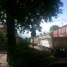 Road resurfacing on Brunswick Street. Summer 2014 | Photo: Our Broomhall