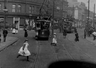 Still from 'Tram Ride through the City of Sheffield' (1902). Photo: British Film Institute